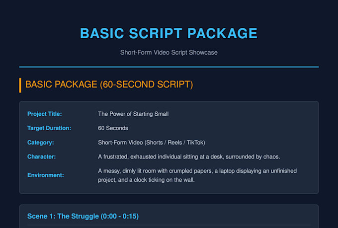 write compelling animation and live action scripts with scene details